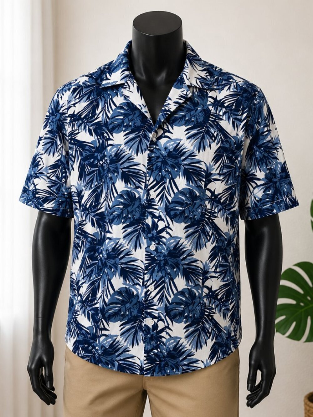 Rifle mark Men's  Blue Casual Button‎ Down Shirt